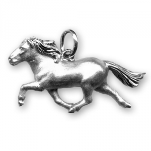 Cheval islandais à l'amble, 3-dimensionnel, en or gris 750 